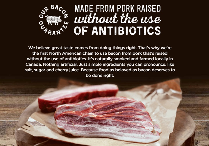 ベーコンに使用している豚肉は抗生物質無使用の豚を使用し、化学調味料無使用で、ナチュラルに作られています。